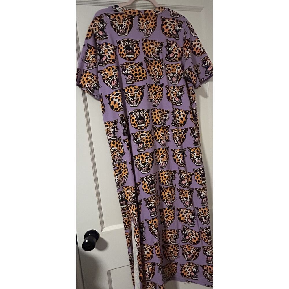 Nooworks Jersey Cheetah Head Maxi Dress Rare XL Made USA Punk Pinup Maximalist - Picture 4 of 12